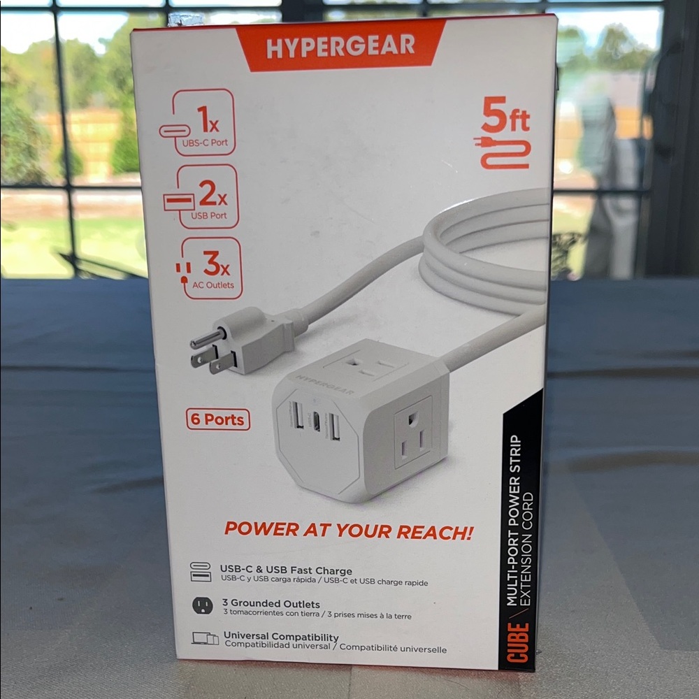 New In Box Hypergear Multi-Port Power Strip Extension Cord 5 FT